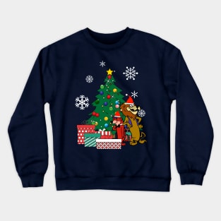 Lippy The Lion And Hardy Har Har Around The Christmas Tree Crewneck Sweatshirt